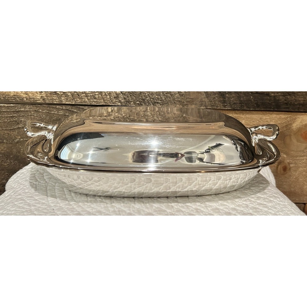 Reed Barton Mayflower 5001 Dish 3 Piece Silver plate Covered Dish EUC VTG